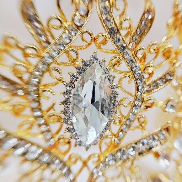 Princess Tiara, Gold Wedding Tiara, Pageant Crown, Crystal Bridal Hairpiece main image 7